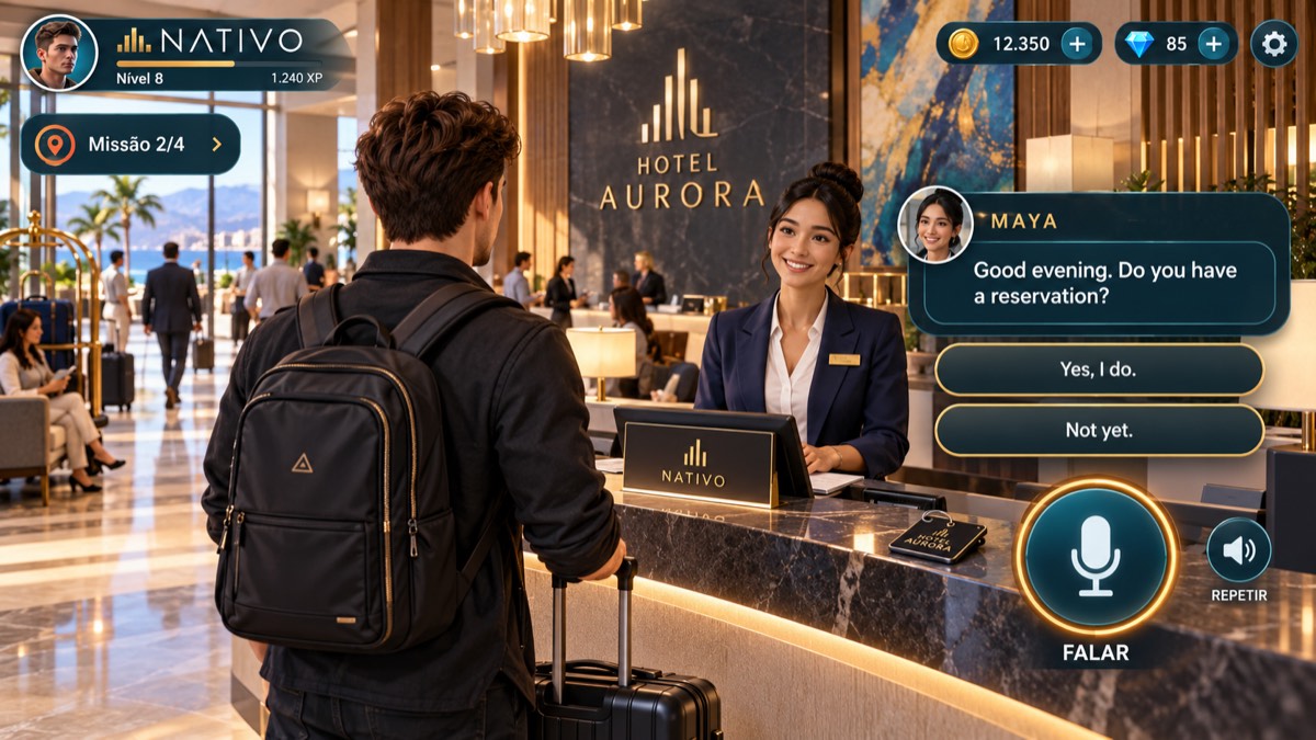 Conceito de conversa no Hotel Aurora